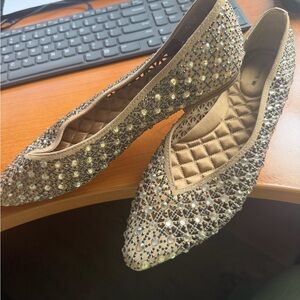 Birdies Gold Rhinestone Flats